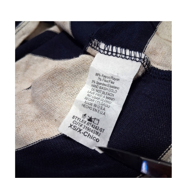 Papermoon Striped Navy Blue - Beige Pullover Sweater Womens XS - Picture 7 of 8